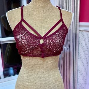 Nollie Burgundy Lace Bralette w Adjustable Straps